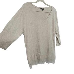 Lane Bryant A Symmetrical Lace 3/4 Sleeve Light Gray Blouse Size 22/24
